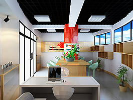 一张原创联通营业厅的室内设计效果图