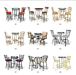 欧式小桌椅模型（带材质贴图）