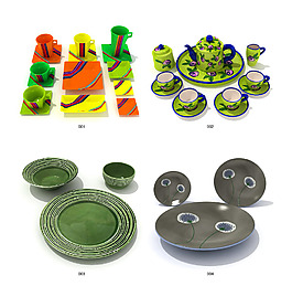 创意艺术餐具3d模型（带材质贴图）