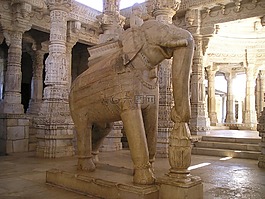 印度,庙,象