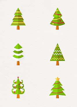 扁平化绿色圣诞树卡通设计