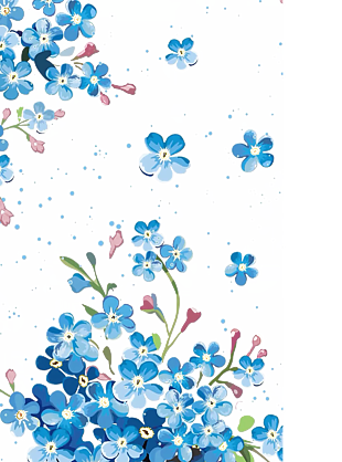 蓝色花朵手绘