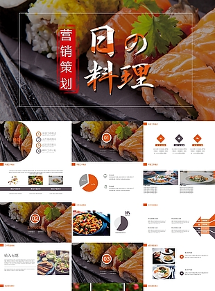 日本料理日式美食营销策划PPT模板