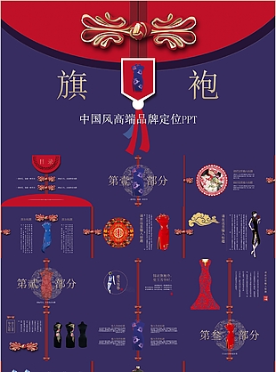 中国风高端品牌定位旗袍风格PPT模板