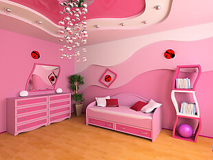 粉色房间装潢设计图片