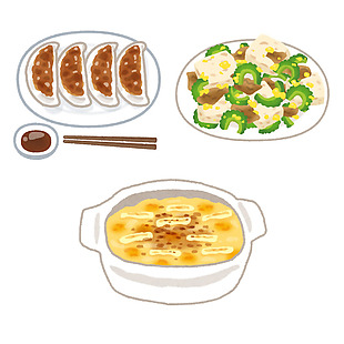 日本水彩手绘饺子寿司面条食物图标设计素材