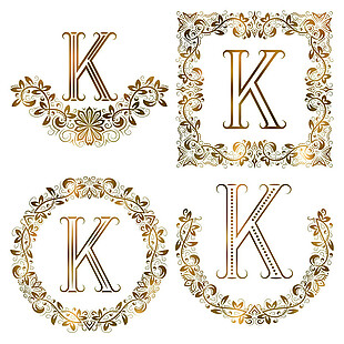 K花纹英文字母组合图片