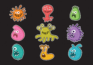 可爱卡通细菌图标