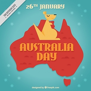可爱的澳大利亚日背景与几何袋鼠
