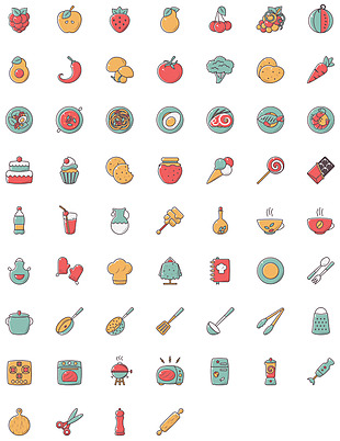 美食零食水果蛋糕西点厨房用品icon图标