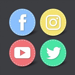 社交网络的4个圆形图标