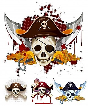 海盗主题标志与头骨