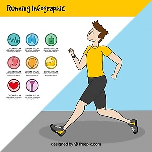 健康图形与跑步男孩