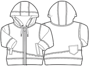 长袖儿童服装设计秋冬装线稿矢量素材