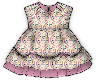 粉色花纹无袖裙子服装设计原稿矢量素材
