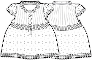 条纹蛋糕裙小宝宝服装是设计素材线稿