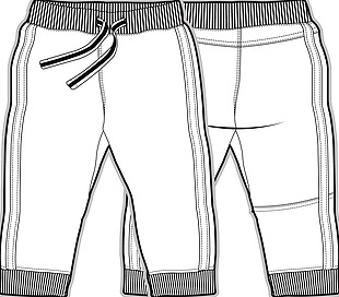 松紧长裤小男孩服装设计矢量素材