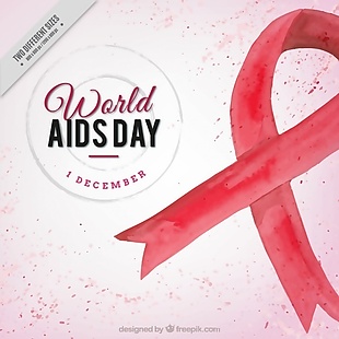 世界艾滋病日背景与红色水彩丝带