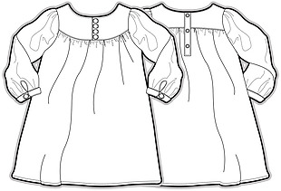 可爱长袖裙子小女孩矢量服装秋冬设计线稿