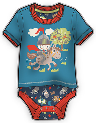 卡通王子连体衣婴儿服装彩色设计矢量素材