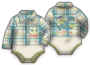 格子衫婴儿服装彩色设计矢量素材