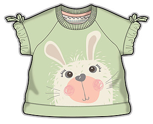 兔子短袖女宝宝服装设计彩色稿件矢量素材
