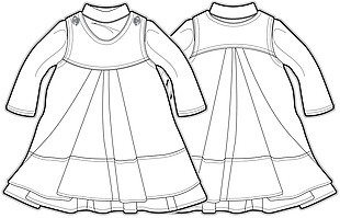 中袖裙边女生童装矢量设计源文件素材