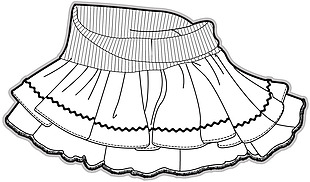 女生花边裙子黑白童装矢量设计 文件素材