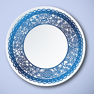 中式青花瓷花纹边盘子