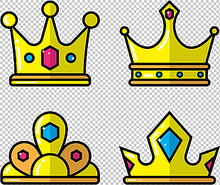手绘彩色皇冠图标免抠png透明图层素材