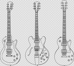 手绘线描吉他插图免抠png透明图层素材