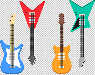 彩色电吉他插图免抠png透明图层素材
