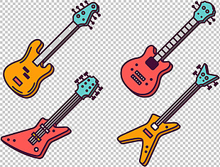 彩色电吉他插图免抠png透明图层素材