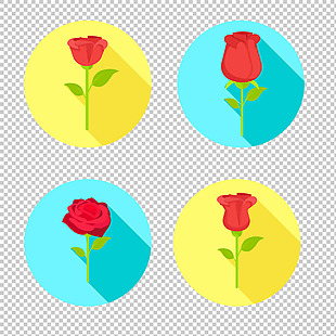 圆形玫瑰花插画图标免抠png透明图层素材