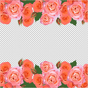 红色玫瑰花边免抠png透明图层素材