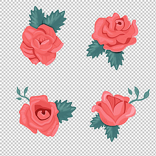 粉红玫瑰插图免抠png透明图层素材