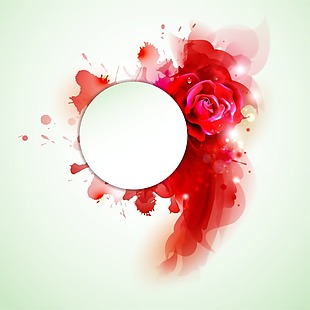 红色玫瑰泼墨渲染效果
