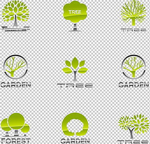 绿色树元素logo免抠png透明图层素材