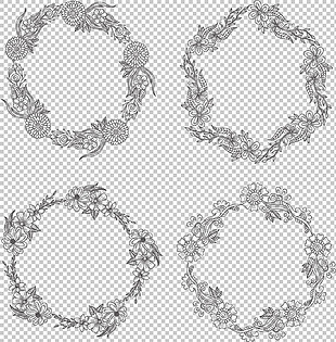 手绘抽象圆形花边免抠png透明图层素材