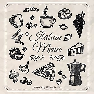 草图的意大利菜单