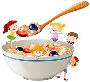 儿童和燕麦浆果插图