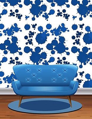 蓝色沙发与蓝色飞溅壁纸插图
