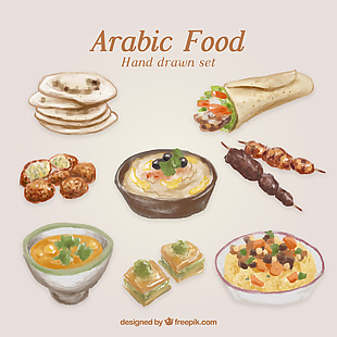 手绘传统阿拉伯食品
