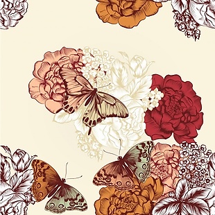 手绘蝴蝶花的背景