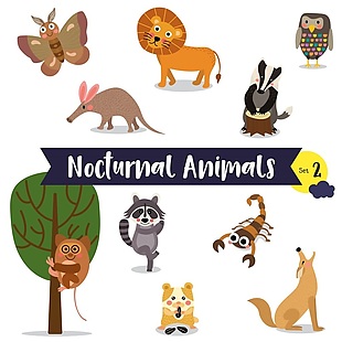 森林野生动物卡通形象矢量素材