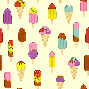 暑假冰淇淋手绘卡通矢量图