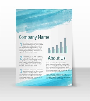 水彩涂抹简约企业单页设计矢量模板