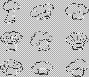 线描风格厨师帽免抠png透明图层素材