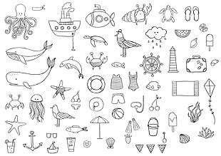 可爱手绘儿童插画海洋生日章鱼矢量设计素材