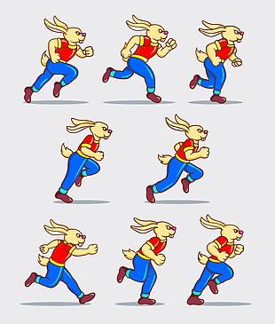 卡通兔子动态姿势素材